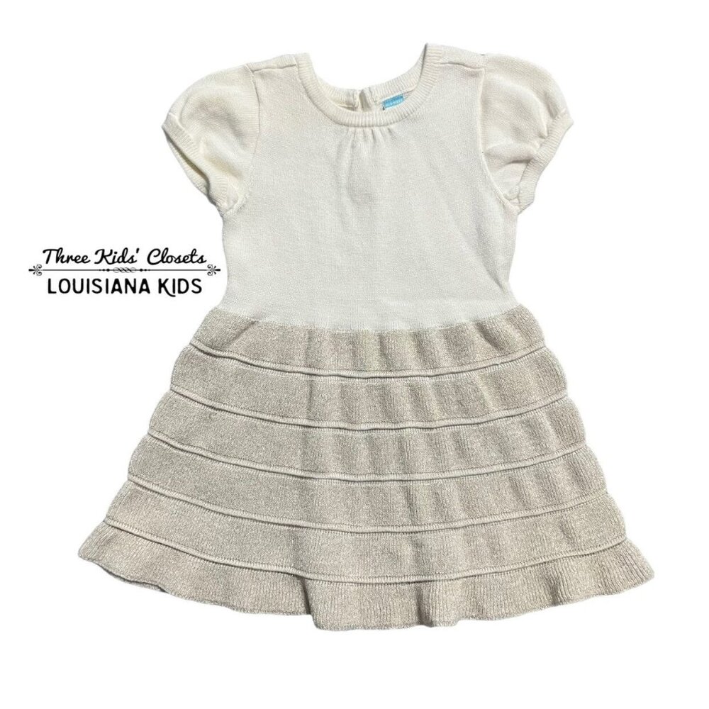 Old Navy 12-18m Cream & Gold Metallic Sweater Dress